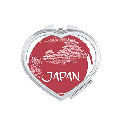 Japão Nacional Bandeira Vermelha Espelho Espelho Magnificação portátil Portátil Maquiagem de bolso