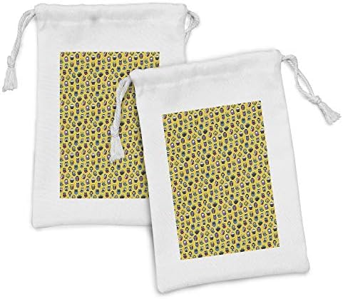 Bolsa de tecido de coruja lunarable Conjunto de 2, motivos no padrão de animais florestais coloridos de estilo de