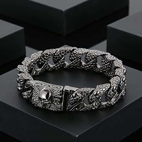 Pulseira gótica de klapgo para homens pulsões bizantinas de ouro/preto/prata pulseira pulseira de aço inoxidável para homens