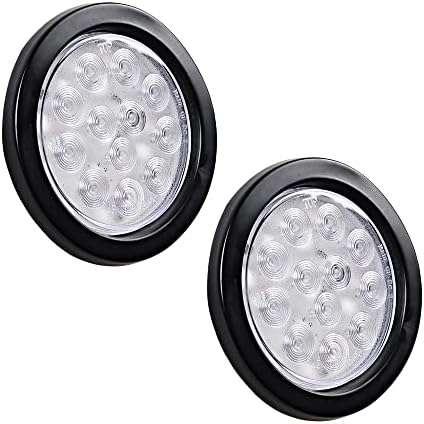 Astra Depot 2pcs Red 4 Round LED Freio/parada/kit de luz traseira ida de fiação Lente transparente de fiação para UTV RV VOCIDO LONGO