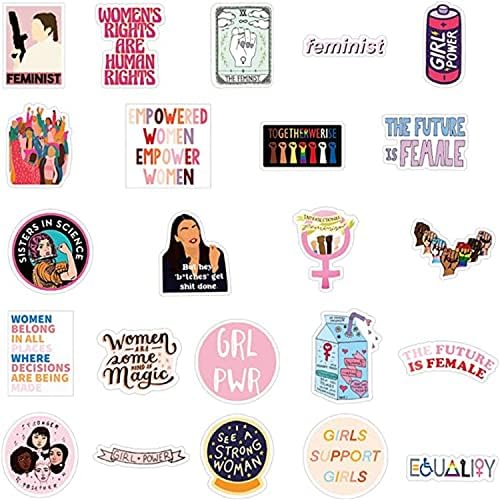 Engoofine 50 PCs adesivos feministas Girl Girl Power Indie Mirror Laptop adesivos para mulheres adesivas de garotas de consciência,