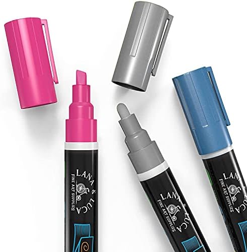 Lana & Luca - marcadores de tinta acrílica de 6 mm, canetas de tinta acrílica para pintura de rochas, pedra, cerâmica,