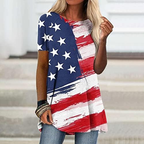 Camisa da blusa para mulheres verão outono 2023 Manga curta Crew pescoço algodão American Star Blouse Graphic Blouse AJ AJ