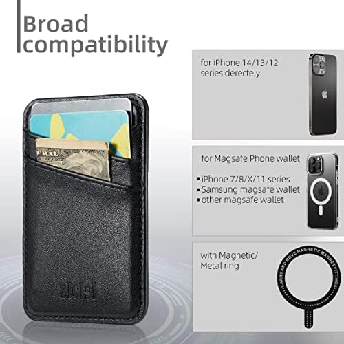 Carteira magnética Zicisi, carteira Magsafe para Apple iPhone 14/13/12 Pro Max, 3 titulares de cartões com bloqueio de RFID,
