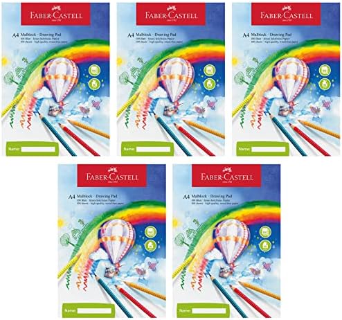 Faber-Castell 212049-5-Coloring Pad Din A4, FSC Mix, 100 folhas, 5 almofadas