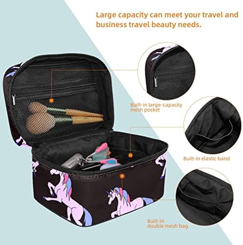 Bolsa de maquiagem de viagem Yoyoamoy com compartimento, UNICORN Big Cosmetic Caso Caso Cosmético Caixa de beleza personalizada Organizador de armazenamento de beleza com alça
