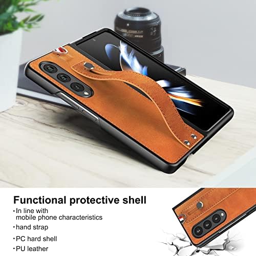 Foluu Galaxy Z Fold 4 5g Case, Galaxy Z Fold 4 Caixa de telefone 2022, [Slim & Lightweight] Pu tampa traseira PC rígida PC com estojo