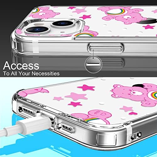 Luhouri iPhone 13 Mini Case com protetor de tela, capa de acrílica transparente com designs de moda para mulheres meninas, capa de telefone