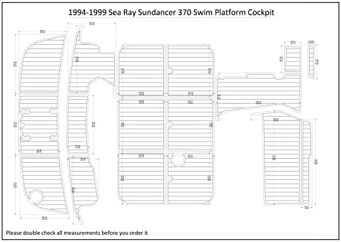 Barco Eva Faux Teak Decking Floor Compatível com 1994-1999 Sea Ray Sundancer 370 Swim Platform Cockpit