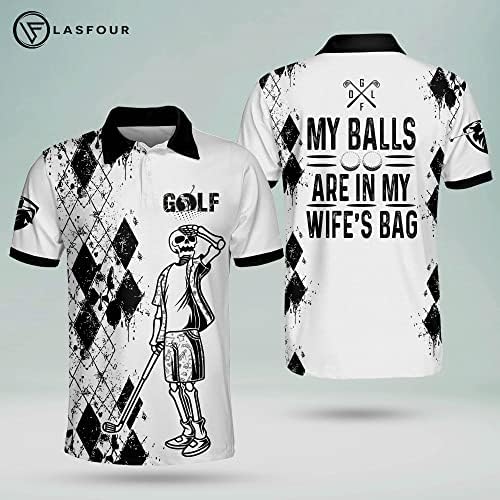 Lasfour Camisas engraçadas de pólo de golfe para homens, manga curta louca, camisas leves de pólo de golfe para papai, vovô.