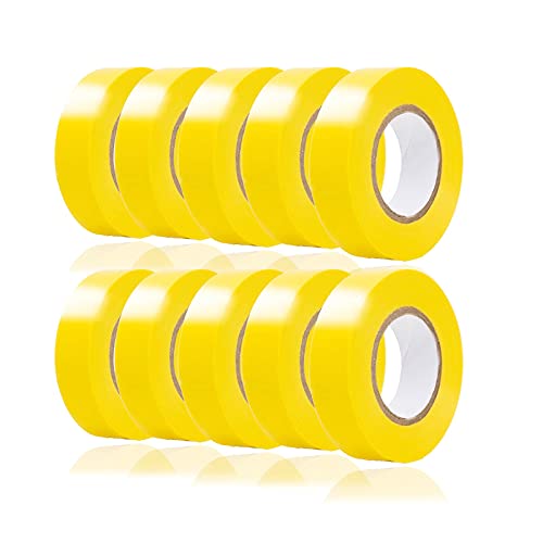 Fita de isolamento elétrico de PVC amarelo, largura 3/4 , comprimento de 33 pés, 10 linhas, fita elétrica de resistência retardante