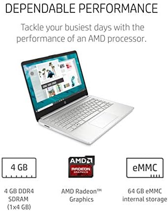 Laptop HP 14, AMD 3020E, 4 GB de RAM, 64 GB de armazenamento EMMC, tela sensível ao toque HD de 14 polegadas, casa do Windows