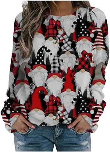 Akollsppnsy Women Crewneck Sweatshirt Print Christmas Scoop Bloups pesco