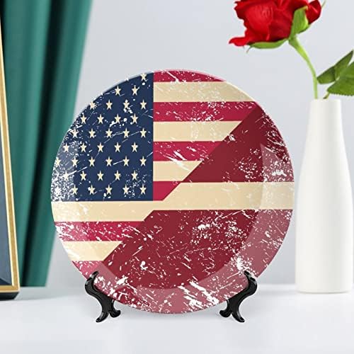 American e Letônia Bandeira Retro Cerâmica Placas decorativas de China com ornamentos pendurados Pratos de jantar