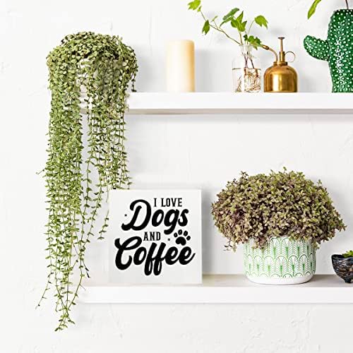Engraçado eu amo cães e café caixa de madeira assinar cães rústicos e café caixa de madeira assinar arte de cozinha de cozinha