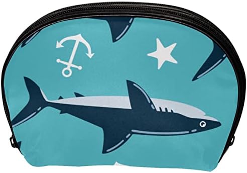 Bolsa de higiene pessoal, bolsa de cosméticos de maquiagem para homens, Shark Anchor Stars Cartoon Ocean