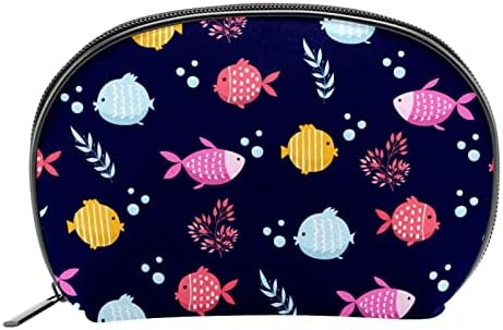 Tbouobt Bolsa cosmética para mulheres, bolsas de maquiagem Bolsa de higiene pessoal espaçosa presente de viagem, desenho animado coral de peixes