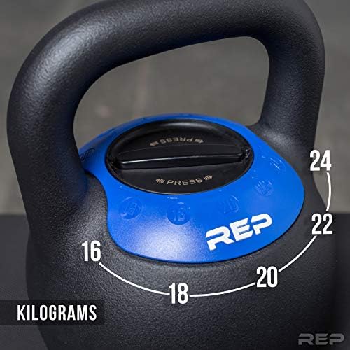 Rep Fitness Kettlebell ajustável com revestimento em pó fosco - Selecione rapidamente entre várias opções de peso de kg ou
