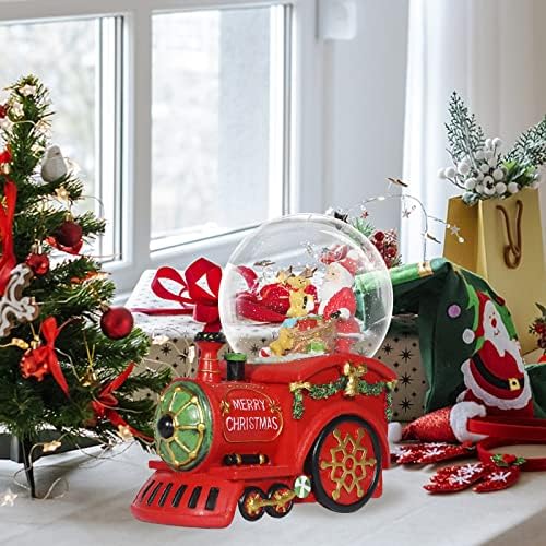 Yukool Christmas Snow Globe, decorações de Natal vintage com Papai Noel dirigindo um trem elegante, decorações festivas