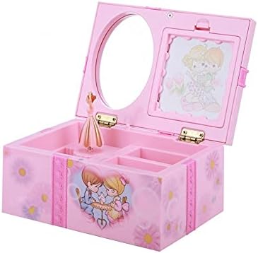 Slynssw Pink Dancing Girl Box Ornamentos de decoração de casa Caixa de música de armazenamento de jóias