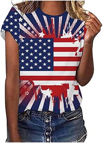 Tops for Ladies Summer Summer outono de manga curta spandex Independence Day Bloups Teen Girl TN TN