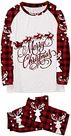 2023 Pijamas de Natal correspondentes para a família Xmas de manga longa de Natal de rena Tee calça Casual Combation