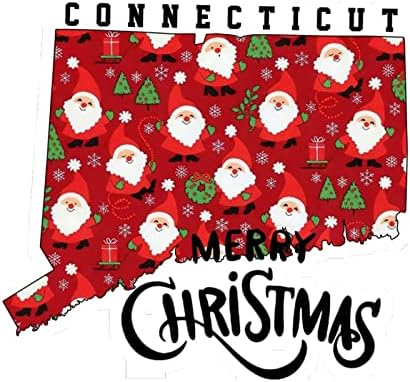 Adesivo Estado personalizado Decalque de vinil de vinil Feliz Natal Connecticut State Decal