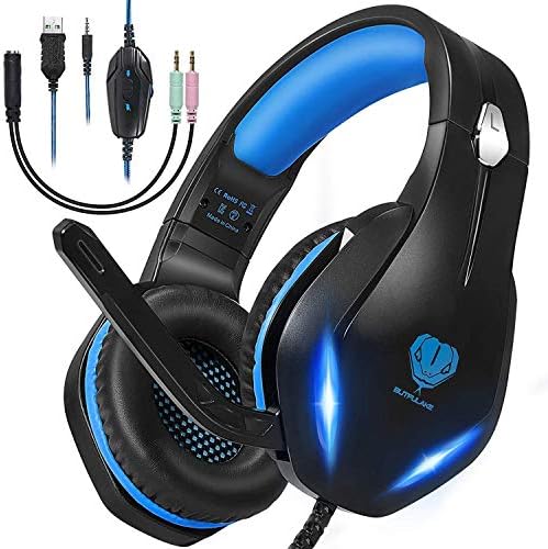 Fone de ouvido de jogos Vimbo com microfone para PS5 PS4, Xbox One, laptops, PC, telefones, estéreo sobre fones de ouvido