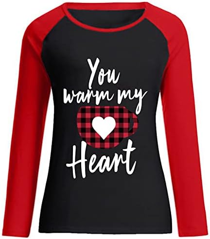 Tops do dia dos namorados para mulheres adoram estampas de coração camisas de manga longa