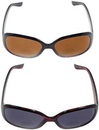 Óculos de sol bifocais hykaada para mulheres, 2 pacote de proteção UV leitores vintage lendo óculos