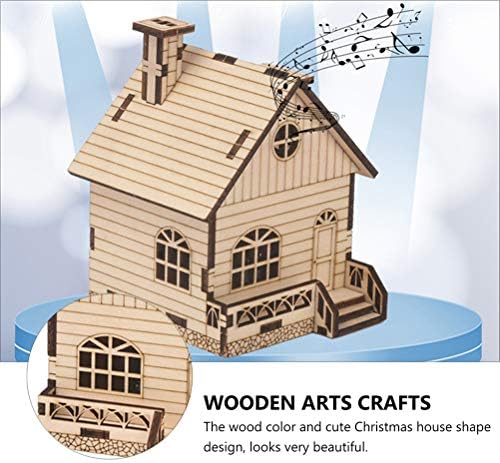 ABAODAM 1 Set Christmas House Music Box Wooden Diy Crafts Music Box Diy Material Kit usado para comemorar o Feliz Natal