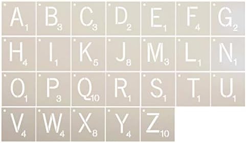 Word Game Alphabet Letes Stencil definido por Studior12 | Modelo Mylar reutilizável | Use para pintar sinais de madeira - Paletes - Almofadas - Decoração de tempo de jogo DIY - Selecione Tamanho