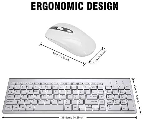 Combinamento de mouse de teclado sem fio, Cimetech Compact Compact Tiz em tamanho real O teclado sem fio e o mouse Conjunto