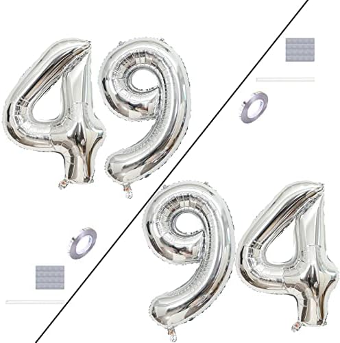 Silver número 49 balões 40 polegadas Balões de papel alumínio