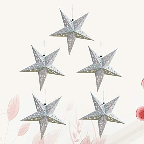 5pcs de papel de teto brilhante estrela abajur pendurada pentagrama decoração de casa de festa para casamento de casamento,