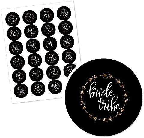 Big Dot of Happiness Bride Tribe - Chuveiro de noiva e Bachelorette Party Circle Sticker Rótulos - 24 contagem