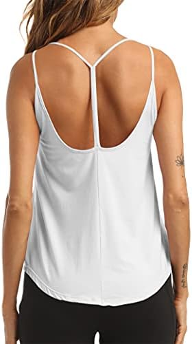 Yeeyotoz feminino aberto treino tops tops de verão camisas de ioga soltas tanques atléticos tops para trás roupas de corrida