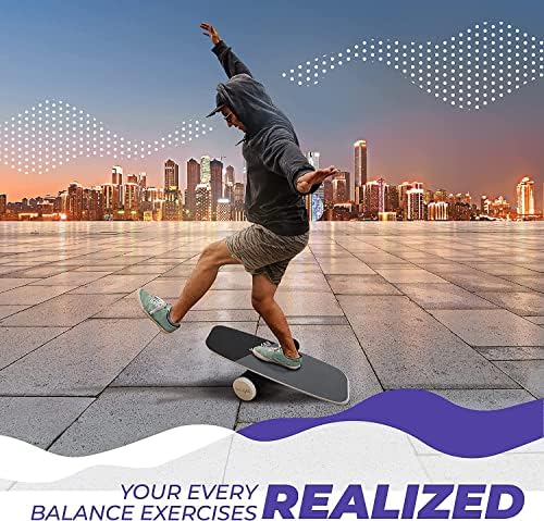 Yes4All Premium Surf Balance Board Board Trainer com rolhas ajustáveis ​​- 3 opções de distância diferentes para melhorar