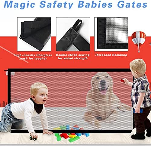 Portão de cachorro, portões de bebê, portão de estimação, 28,3 '' x 43.3'''Magic Pet Safety Gate, Mesh Puppy Gate, portátil portátil