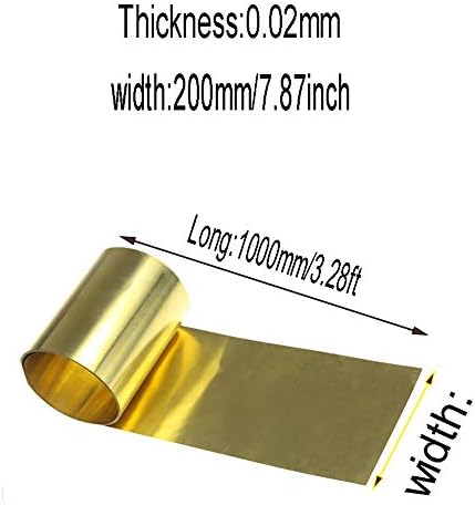 Placa de folha de folha fina de metal de bronze Goonsds 200mm/7.87inChx1000mm/39.9 polegadas de metalworking, espessura: 0,02mm