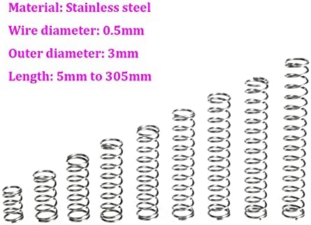 As molas de compressão são adequadas para a maioria dos reparos I Diâmetro do fio 0,5 mm Aço inoxidável Compressão