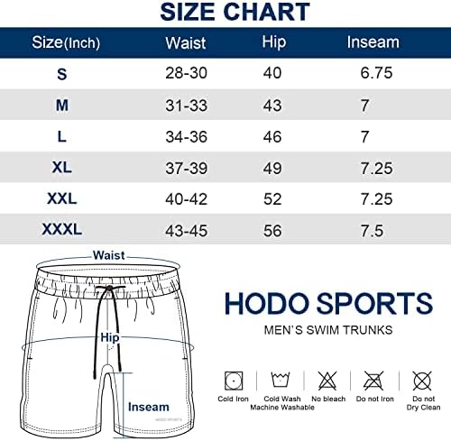 Hodosports Mens 7 Swim Sworks com revestimento de compressão e bolsos com zíper