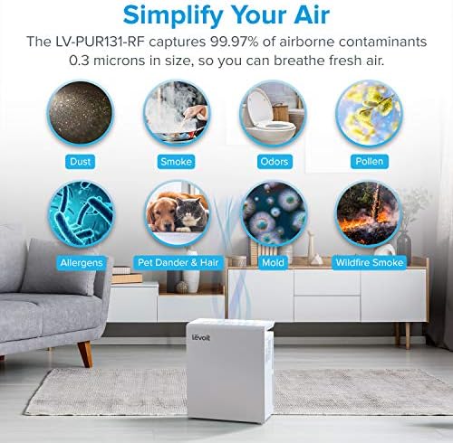 Levoit Smart Wifi Purificador de ar para casa, sala extra-grande com filtro H13 True HEPA e purificador de ar LV-PUR131 Filtro