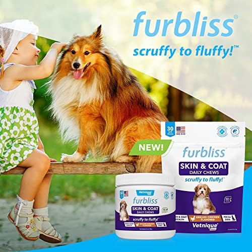 Furbliss Vetnique Dog Skin and Coat Suplement Masture e pacote refrescante de lenços de cachorro de cachorro