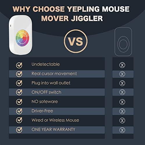 Yepling mouse jiggler, simulador de mover de mouse indetectável para despertar de laptop de computador, mantém o PC ativo, sem