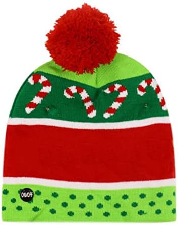 Chapéu de malha Flanging Ball Luzes de Natal de Natal com chapéu de árvore LED Mulheres de boné de beisebol de couro falso