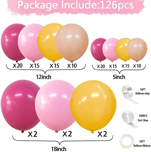Kit de guirlanda de balões amarelo -rosa quente - Mustard Amarelo Balão Pink Balão Balões Pastel Balloons para Butterfly Butterfly