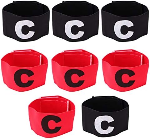 Besportble Black Basketball 8PCS Futebol de futebol Capitão de braçadeira de rugby Basketball Bandas de jogador ajustável para jovens