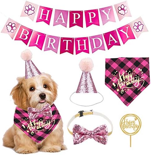 Adoggygo Dog Birthday Boy Bandana - Dog 1st Birthday Party Supplies - Dog 1º Birthday Hat Scondf Banner Banner Dog Boy Primeiro