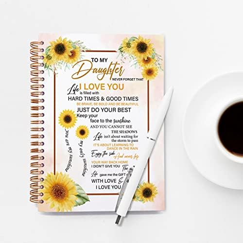 Golsoo Filha Sunflower Caderno em espiral de capa dura 6x8 polegadas, filha nunca esqueça que eu te amo notebook